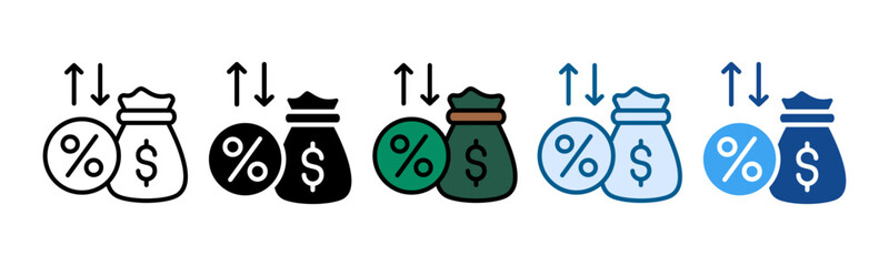 Interest Rate Risk Icon Set Multiple Style Collection