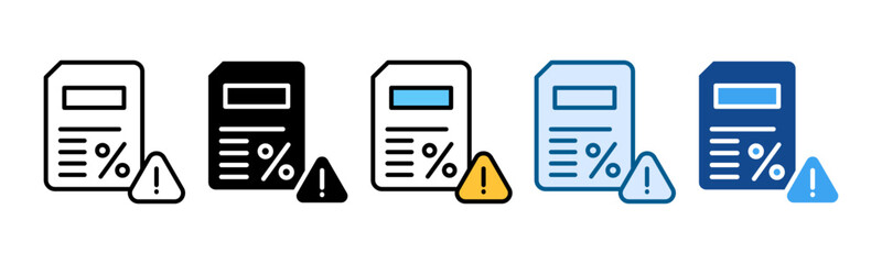Tax Risk Icon Set Multiple Style Collection