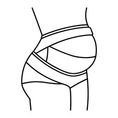 Belly Support Belt Design with Curved Strap Wrapping Around Stomach Illustration
