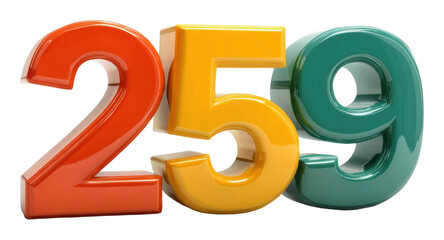 Naklejka premium Colorful three-digit numbers displayed creative concept bright colors isolated on transparent background