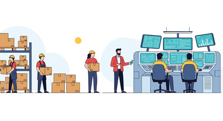 Warehouse operations and control center monitoring for efficient logistics management and supply chain oversight