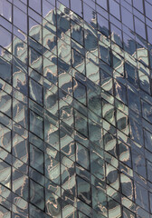 tall skyscraper residential and commercial buildings in long island city queens new york (new modern construction sky reflection clounds) minimal detail close up