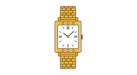 Elegant rectangular gold tone bracelet watch for men and women classic design with roman numerals and white dial