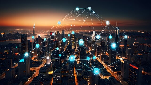 Smart City Network Futuristic Technology Digital Communication Artificial Intelligence