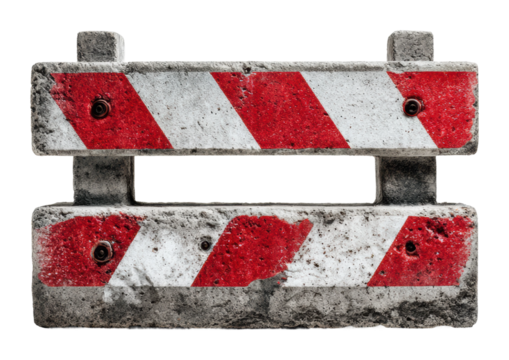 Construction barrier safety measures urban concrete environment view traffic control isolated on transparent background