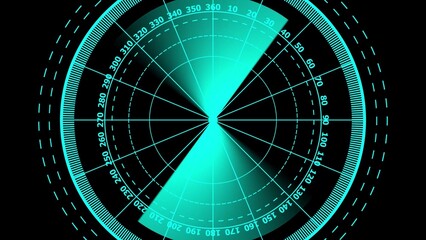 Cyan Radar Screen Sector Scan Display technology