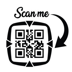 Scan QR code icon. Digital scanning qr code. QR code scan for smartphone. Scan Here text on top of the qr code