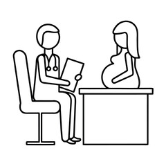 Doctor Consulting Pregnant Woman Illustration