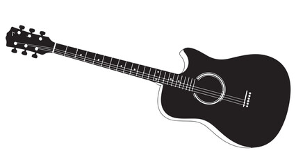 Acoustic guitar silhouette, a stringed musical instrument, graphic illustration