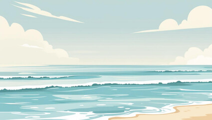 Calm Ocean Waves on a Sandy Beach in Summer