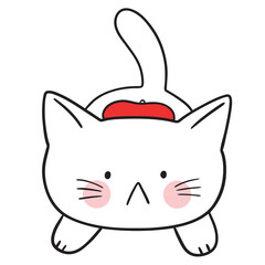Cartoon Illustration of a Cute White Cat