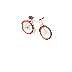 Fototapeta premium White and red bicycle with black seat isolated on transparent background