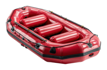 Adventurous rafting expedition riverbank inflatable boat aerial view thrill seeking isolated on transparent background