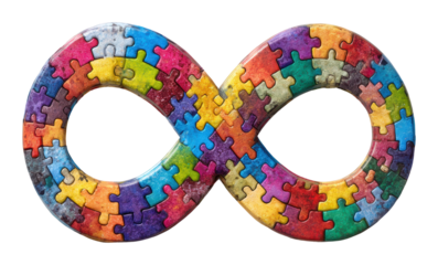 Creative puzzle infinity loop design installation colorful environment abstract view isolated on transparent background
