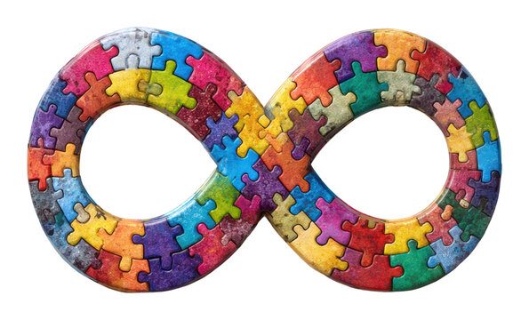 Creative puzzle infinity loop design installation colorful environment abstract view isolated on transparent background