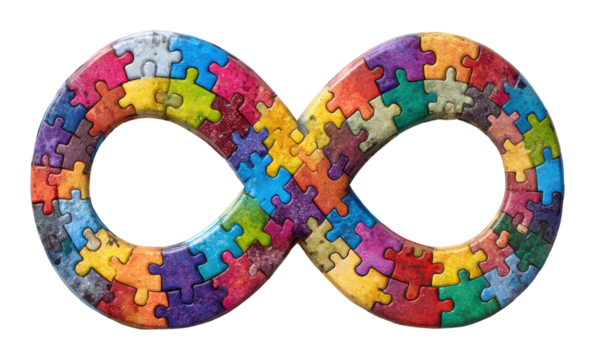 Creative puzzle infinity loop design installation colorful environment abstract view isolated on transparent background