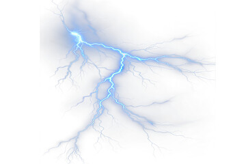 Thunder Overlay, Intense Blue Lightning Fork in Stormy Sky, thunderstorm
