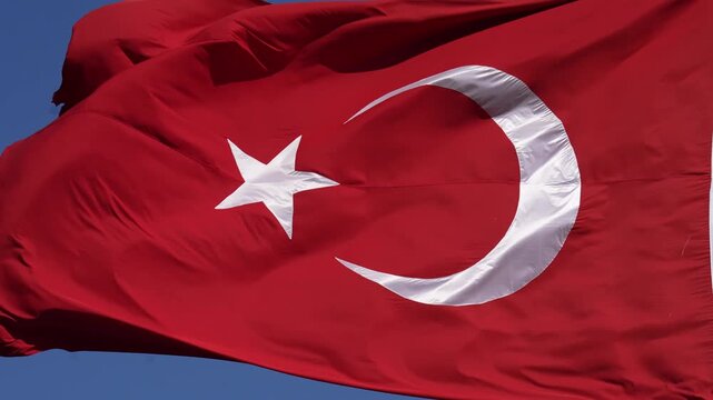 Turkish Flag and Fatih Sultan Mehmet Bridge Drone Video, Otagtepe Kavacik, Beykoz Istanbul, Turkiye (Turkey)