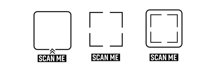 QR code set. Scan Me. Scan qr code icon. Template of frames for QR code with text - scan me. Vector illustration.