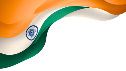 Elegant Flowing Ribbons in Indian Flag Colors Symbolizing National Pride and Heritage on Transparent Background