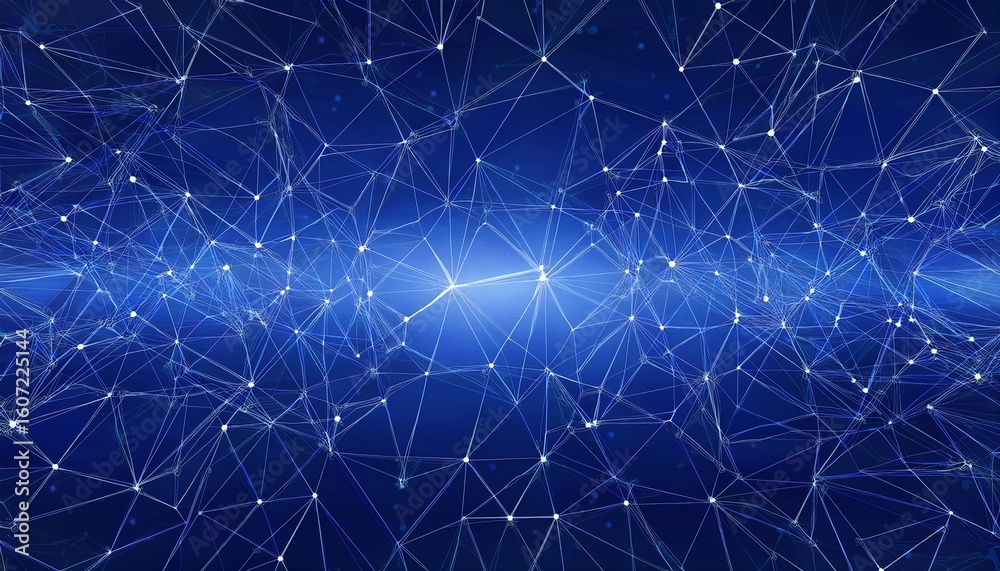 Wall mural abstract polygonal space background classic blue with connection lines and dots for tech