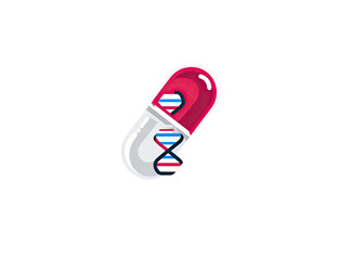 A stylized capsule with DNA