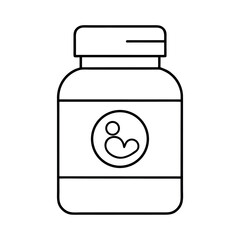 Minimalist Prenatal Vitamins Bottle Design with Baby Silhouette for Health and Wellness