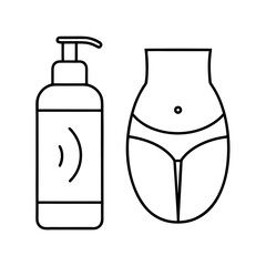 Skincare Routine Icon Set Lotion Bottle and Belly Illustration for Beauty Products