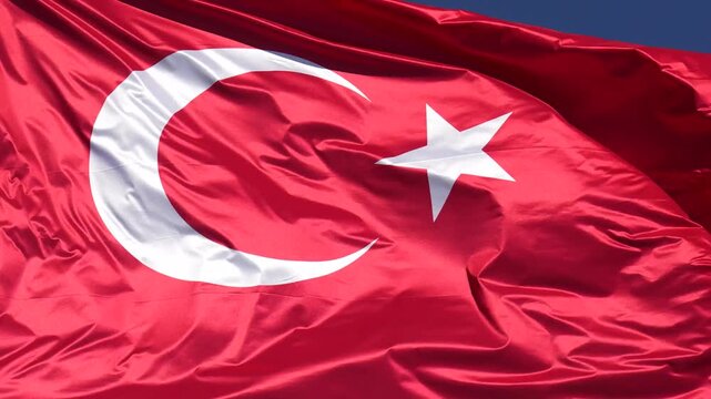 Turkish Flag in the Fatih Sultan Mehmet Bridge Drone Video, Otagtepe Kavacik, Beykoz Istanbul, Turkiye (Turkey)