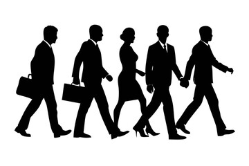 Business people walking silhouette vector illustration for professional design