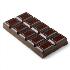 Dark chocolate bar with breaking segments isolated on white background