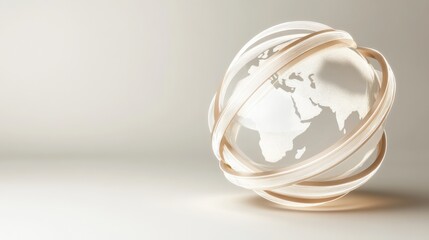 Abstract globe with transparent rings representing global connectivity and international networking in a modern design