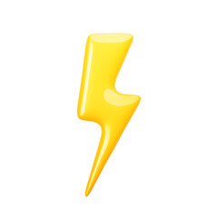 Yellow glossy lightning bolt icon isolated on white background. Thunder sign for website, mobile app and flash sale banner. Symbol of charger, energy, danger. Vector illustration