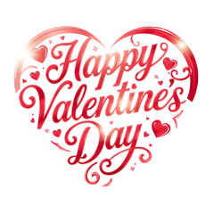 Happy Valentines Day Card with white Hand Lettered Text and Heart Shape on the background.