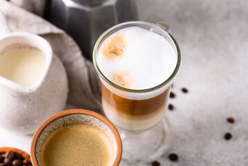 Espresso and cappucino. Different coffee