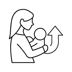 Surrogacy Concept Woman Holding Baby Arrow Pointing to Another Woman Vector Illustration