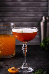 Fresh apricot cocktail martini with mint