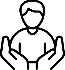 caregiver vector icon on white or transparent background. Disability Stroke icon collections. Editable Stroke icon collection Outline icon.