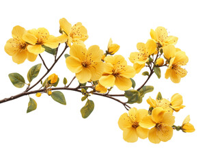 Blooming yellow flowers in nature floral composition bright seasonal beauty isolated on transparent background