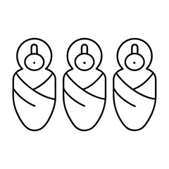 Three Baby Icons Pregnancy Triplets Newborns and Family Planning Design Element
