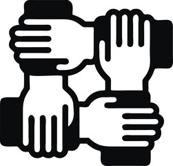 Obraz premium Hands interlocked symbolizing teamwork and unity icon