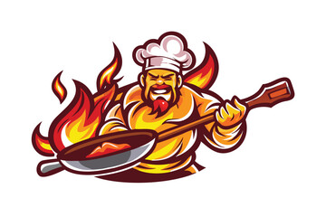 Stylized Chef Esports Mascot Logo for T-shirts & Culinary Branding