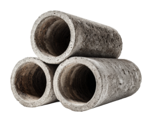 Concrete pipe installation process construction site industrial content urban environment view isolated on transparent background