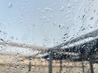 Water drops, Rainy water drops on Window glass screen. Clear water droplet, Raining water drops