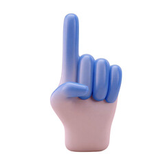 A colorful foam finger raised in a gesture of victory or support, isolated on a white background.