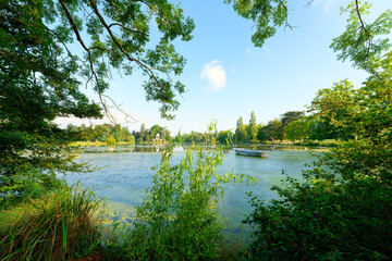 Small boat on Lake Daumesnil in the 12th arrondissement of Paris city