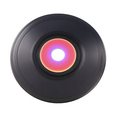 A stylish vinyl record with a vibrant center, perfect for music enthusiasts and collectors.