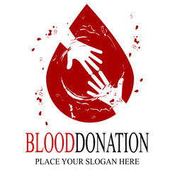 Blood donation vector logo template.