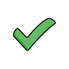 A hand drawn green check mark symbol indicating success or approval