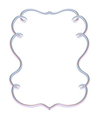 Princesscore Ornate Frame Clipart. Blush Pearlescent Border with Curvy Coquette Silhouette. Perfect for Romantic Stationery, Invitations, and Digital Collages.